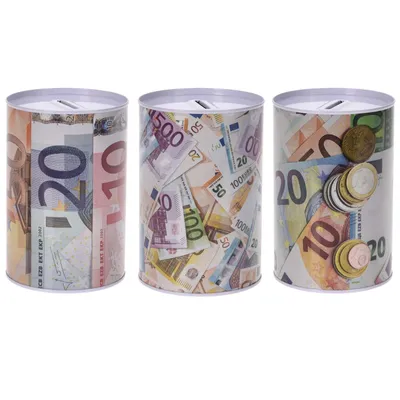 Produktbild von 3er Set Spardose im Euro-Design Ø 9,5cm Metall Blech Dose Sparbüchse Gelddose Metallspardosen Geldspardose