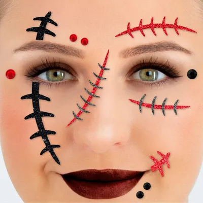 Produktbild von Glitter Face Tattoo Narbengesicht Gesicht-Schmuck Schminke Festival Party Karneval