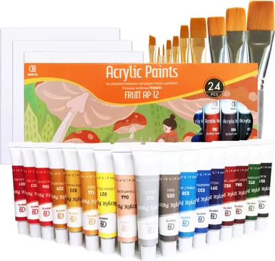 Zdjęcie produktu dla Farby akrylowe ESENG® Premium Fruit AP-12, zestaw 24 tubek x 12ml, 24 kolory+6 pudełek z farbami+10 pędzli