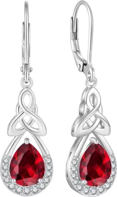 Produktbild von Keltischer Knoten Ohrringe Damen 925 Sterling Silber Rubin Juli Birthstone
