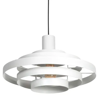 Produktbild von Steinhauer - Retro Retro-Hängelampe I Pendellampe I Pendelleuchte Weiß Rund - Halo Cirque I Wohnzimmer I Schlafzimmer - Metall Rund - LED geeignet E27