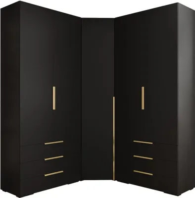 Produktbild von MEBLE KRYSPOL Inova 1 Möbelset Garderobe, 236,7x281,7x47cm - Schwarz, Gold