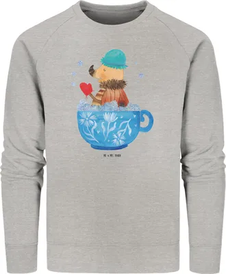 Produktbild von Mr. & Mrs. Panda Bio Baumwoll Pullover Nachtfalter Schaumbad Größe M - Heather Grey - Geschenk, Pulli, Baden, Sweatshirt, Badezimmer, Sweater, Bio-Pulli, Lustige Sprüche