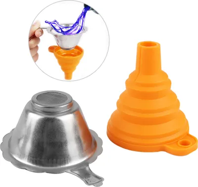 Produktbild von Zubehör für 3D-Drucker Teile Faltbarer Trichter Faltbarer Silikontrichter Edelstahl-Harzfilter zum Zurückgießen des Harzes in die Flasche für ANYCUBIC Photon Sparkmaker Kelant Orbeat D100 SLA 3D-Drucker
