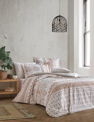 Produktbild von L'Essentiel Linge de Maison, Ligya - Beige, Brown, Ranforce King Bettbezug-Set (DE), Braun, 100 % BAUMWOLLE RANFORCE, 200 x 220 cm