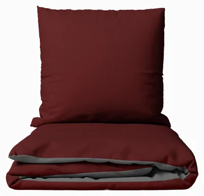 Produktbild von Mikrofaser Bettwäsche Set 135x200 cm Wendebettwäsche Bordeaux Anthrazit Einfarbig Design mit Reißverschluss