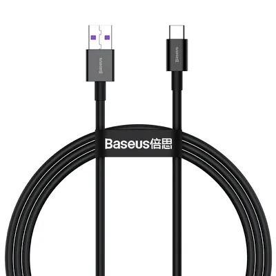 Produktbild von Baseus Superior USB auf USB Typ C Ladekabel 66W (11V/6A) Huawei SuperCharge SCP, 2m, Schwarz (Modell: CATYS-A01)