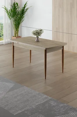 Produktbild von Skye Decor, Hochwertiger Esstisch 130 cm, Travertin & Braun, 100% MDF, Modern