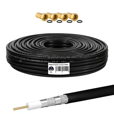 Obrázek produktu pro 15 metrů, koaxiální kabel, typ 135 HQ, černý + 4x konektor F
