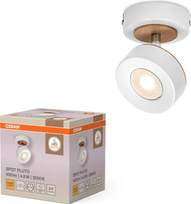 Image de Osram LED Wandleuchte Decor Spot Pluto Weiß Ø9cm 4,8W 450lm Warmweiß 3000K verstellbar + Schalter