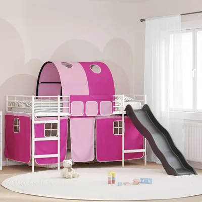 Obrázok produktu pre Maison Exclusive – Detská poschodová posteľ, biela a ružová, 80 x 200 cm, kovová