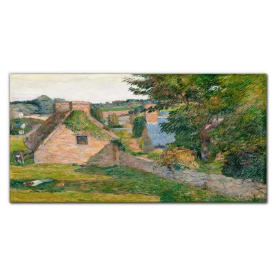 Produktbild von Coloray Küchenrückwand 100x50 Spritzschutz aus Glas - Naturmalerei Häuser