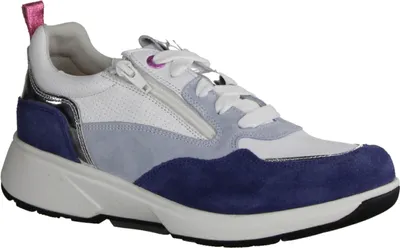 Produktbild von Xsensible Grenoble Denim Combi Damen Sneaker mit Wechselfußbett NEU - Damenschuhe Bequeme Schnürschuhe, Blau, leder (stretchleder)