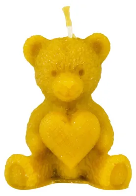 Image de Bougie "Ours avec un cœur", fabriquée à 100% en cire d'abeille naturelle