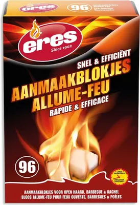 Produktbild von Eres Grill- und Kaminanzünder - 96 Stück – Schnelles und effizientes Anzünden für Kohleöfen, Kamine und Grills