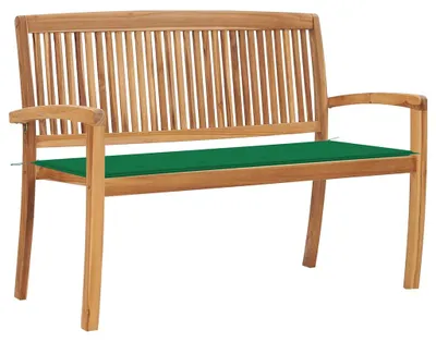 Productafbeelding van vidaXL Stapelbare tuinbank met kussen, 128,5 cm, massief teakhout