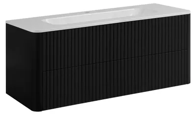 Zdjęcie produktu dla Szafka łazienkowa 120 cm, czarna, z umywalką, wymiary: 120,7 x 44,4 x 49,9 cm
