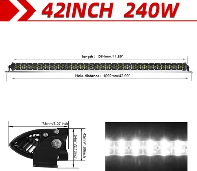 Obrázok produktu pre Svetelný pás LED, jas 300 W, nastaviteľný držiak, 42 palcov bez kábla
