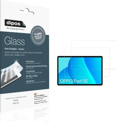 Produktbild von 2x Schutzfolie für Oppo Pad SE - Anti-Shock 9H Folie dipos Glass Kunststoffglas