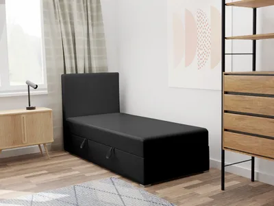 Produktbild von FEDVE Boxspringbett Einzelbett KOLORADO MINI BASIC mit Bettkästen Jugendbett mit Bonell-Matratze 100x200 Links