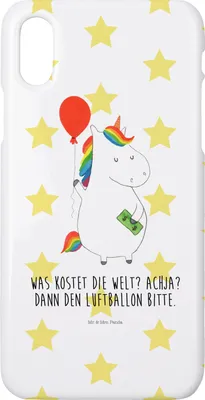 Produktbild von Mr. & Mrs. Panda Iphone 10 Handyhülle Einhorn Luftballon - Weiß - Geschenk, Freundin, Handy, Einhörner, X, Cover, Hülle, Unicorn, Geld