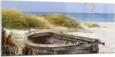 Produktbild von Bilder auf glas - Einteilig - Strand Möwen £ódŸ - 120x50cm - Glasbilder - Wandbilder - Bilder - zum Aufhängen bereit - Wanddekoration aus Glas - Glas Bilder - Wandbild auf Glas - GAB120x50-4170