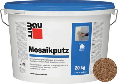 Produktbild von Baumit Mosaikputz M315 Rodna gebrauchsfertiger Dünnschichtdeckputz braun-bunt 20 kg