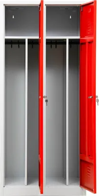 Produktbild von Gürkan Spind lichtgrau, feuerrot 104050, 2 Schließfächer 80,0 x 50,0 x 180,0 cm