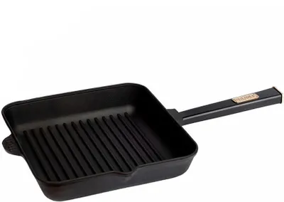 Produktbild von BriZoll Grillpfanne quadratisch 28x28 cm aus hochwertigem Gusseisen