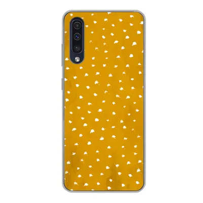 Produktbild von MuchoWow® Handyhülle Schutzhülle Hülle für Samsung Galaxy A50 Tupfen - Orange - Weiß Silikon Softcase Handy Hülle - Mobiltelefonhülle
