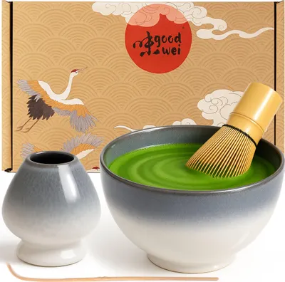 Image de Ensemble Matcha "Kiri" avec bol, fouet et support – ensemble idéal pour cérémonie du thé et dégustation raffinée