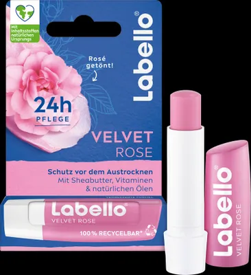 Produktbild von Labello Velvet Rose Lippenpflege rosig-strahlende Lippen Packung 4,8g