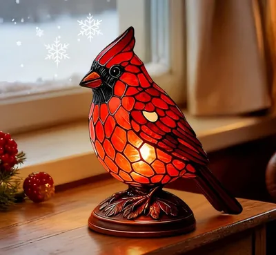 Produktbild von Vogel-Lampe, LED Nachtlicht Harz, Kardinal-Lampe, Vintage Nachbildung-Licht, Schlafzimmer, Heimdekoration Geschenk für Nachttisch, Wohnzimmer (Groß)