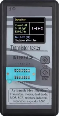 Zdjęcie produktu dla Tester tranzystorów NPN PNP Tranzystor Dioda Rezystancja Indukcyjność Pojemność MOS SCR ESR Urządzenie pomiarowe z 1,8-calowym ekranem TFT Automatyczne rozpoznawanie pinów