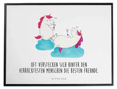 Produktbild von Mr. & Mrs. Panda schreibtischunterlage Einhorn Sekt - Weiß - Geschenk, BFF, Party, Unicorn, schreibmatte, tischschutz, Korken, schreibtischunterlagen, Schreibunterlage