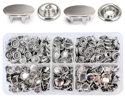 150 Metall-Druckknöpfe, 10 mm, silber, zum Annähen