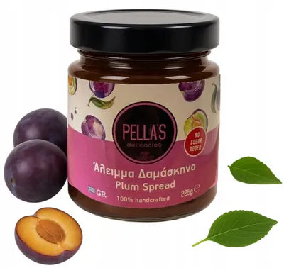 Produktbild von Pella’s Zuckerfreie Pflaumenmarmelade 225 g – Natürliche Konfitüre aus Griechenland