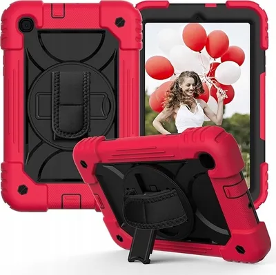 Obrázek produktu pro Pouzdro pro Samsung Galaxy Tab A8 10,5 2022 se stojánkem a řemínkem červené