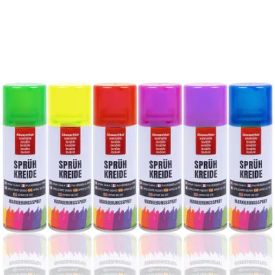Produktbild von 6er Set Dosen Sprühkreide Kreidespray Kreide Markierungsspray Farbig Abwaschbar