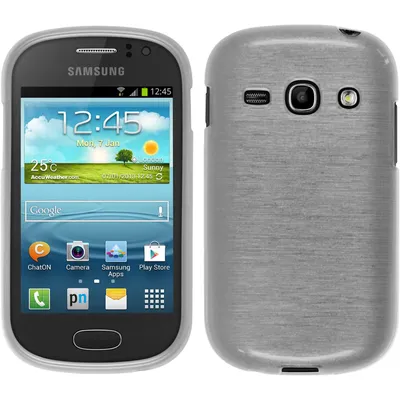 Produktbild von PhoneNatic Case kompatibel mit Samsung Galaxy Fame - weiß Silikon Hülle brushed + 2 Schutzfolien