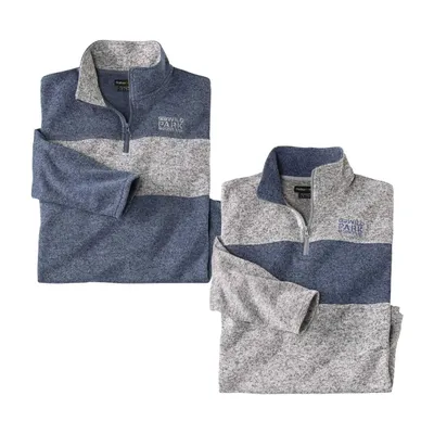 Obrázek produktu pro Atlas For Men – pánský svetr „Wild Park“ (balení po 2 ks) AF1574 (5XL) (modrá/šedá)