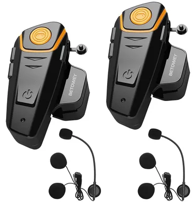 Image de 2 casques Bluetooth, système de communication Bluetooth pour intercom moto
