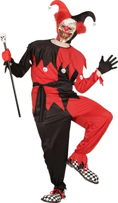 Produktbild von EVIL JESTER SCHWARZ-ROT (Jacke, Hose, Gürtel, Hut) Gr. S