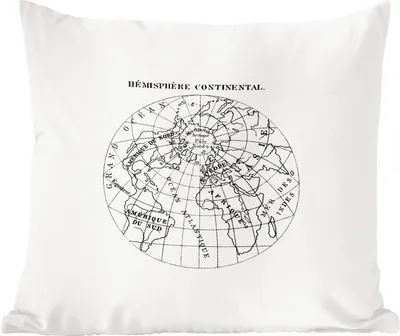 Produktbild von MuchoWow® Zierkissen Sofakissen Wohnzimmer Dekokissen 45x45 cm Retro - Globus - Schwarz - Weiß - Schlafpolster - Polster für das Sofa