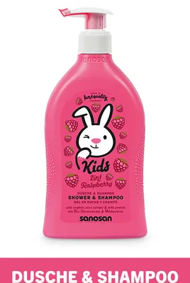 Produktbild von sanosan 2in1 Dusche & Shampoo Himbeere für Kinder - Duschgel & Haarshampoo- Haarpflege & Hautpflege 1x 400 ml