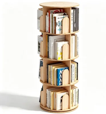 Immagine prodotto di Libreria per bambini, in legno massello, con 4 ripiani e rotazione a 360°