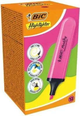 Productafbeelding van Neonroze markeerstift (12 stuks) BIC