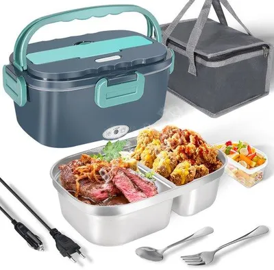 Image de Boîte à repas électrique 80 W, 1,5 L, 2 compartiments, chauffante, 12 V/24 V/220 V, portable