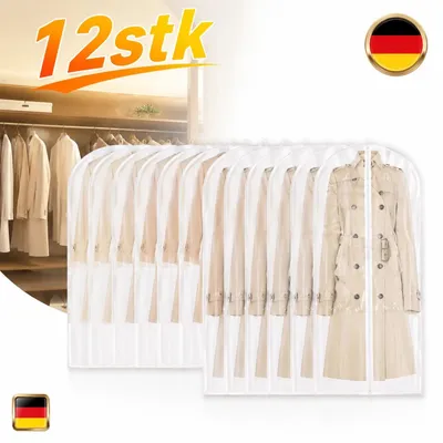 Image de Housse de protection 60 x 100 cm, sac pour vêtements, 12 pièces, réutilisable, fermeture éclair, 120 cm