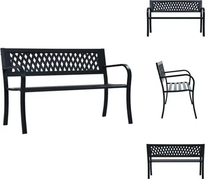 Immagine prodotto di vidaXL Panchina da giardino 125 cm in acciaio nero - Panchine da giardino